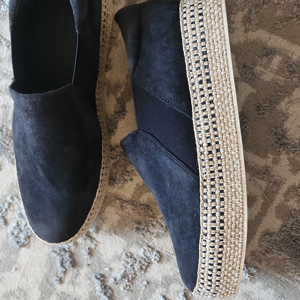 Vince Black Loafers with Slip-On Design and Rounded Toe